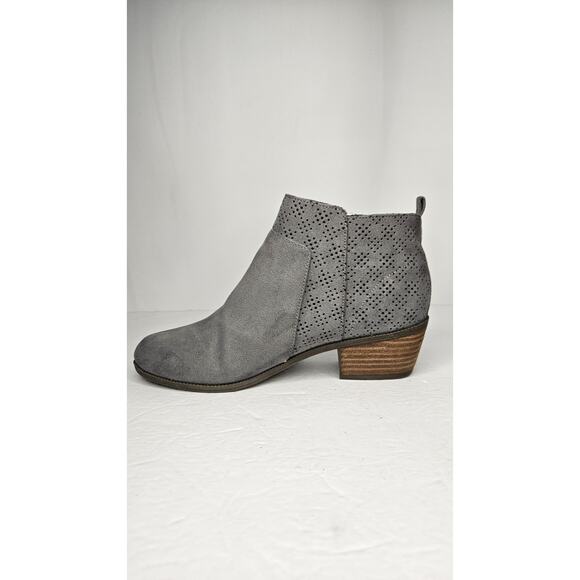 DR. SCHOLL'S Women's Dark Shadow Grey Brianna Perforated Block-Heel Booties SZ 8 - Picture 7 of 10
